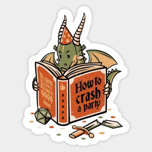 Dragon Reading a Book RPG Party Crashing by Tobe Fonseca Sticker